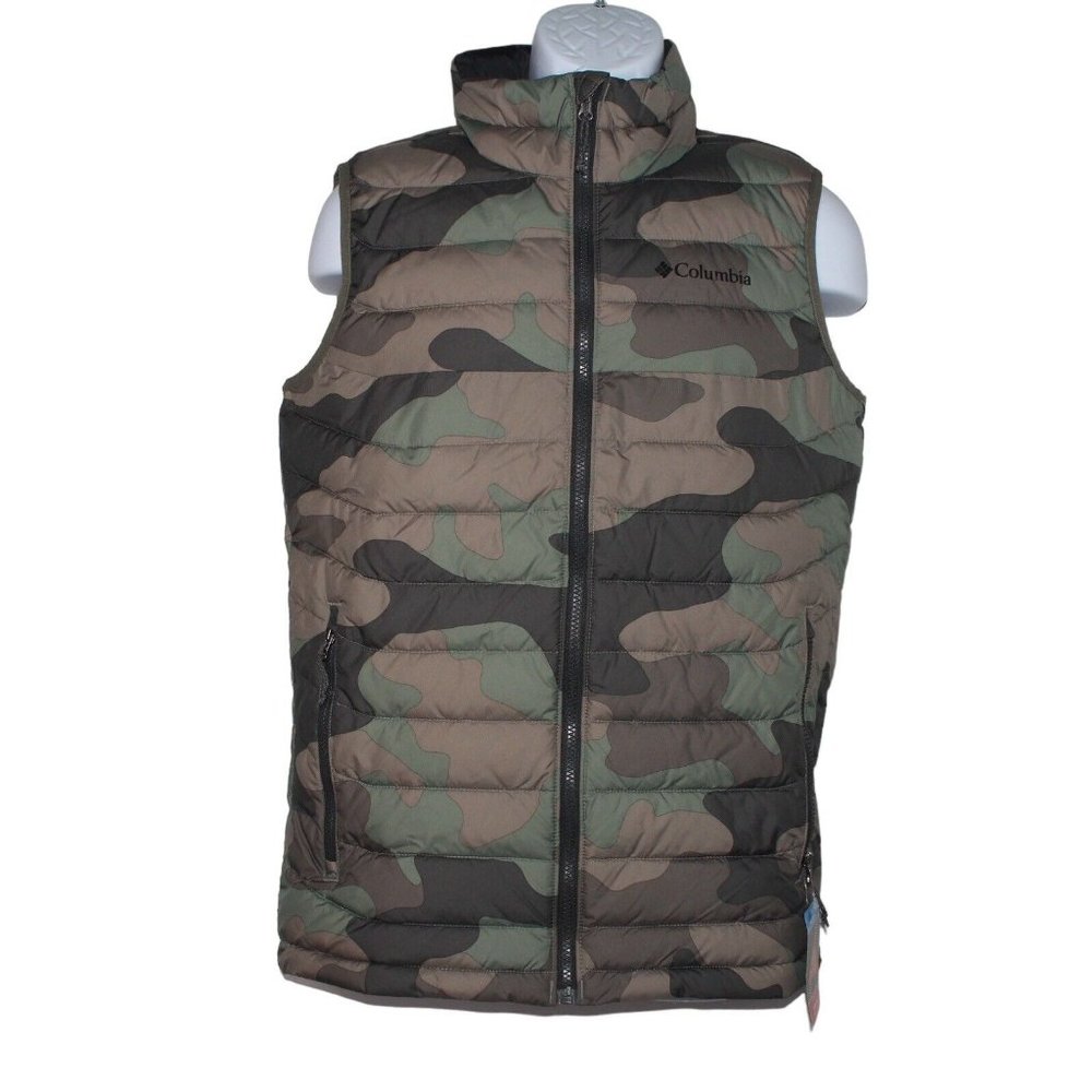 Columbia Omni-Heat Powder Lite Vest Stone Green Mod Camo Print Men's size SMALL